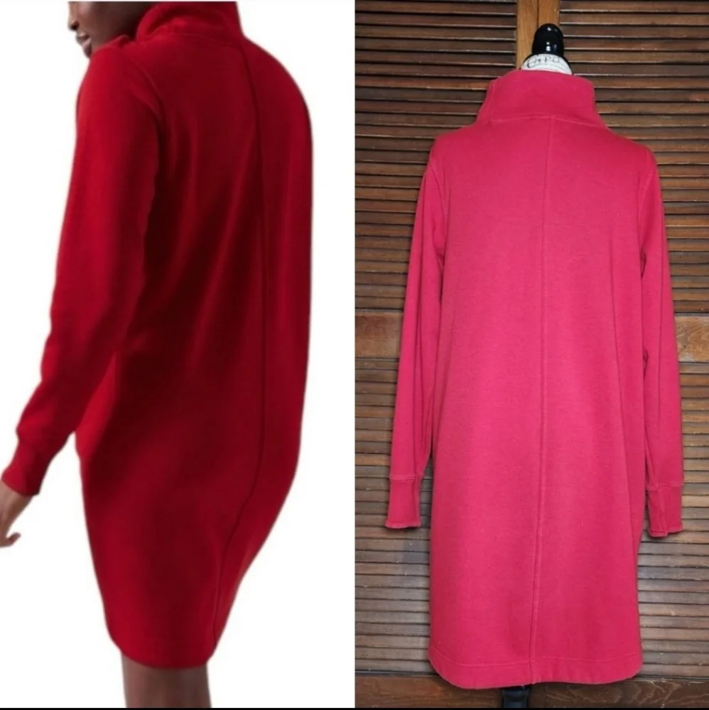 Athleta Cozy Karma Red Mock Neck Oversize Mini Sweatshirt Dress - Picture 2 of 11